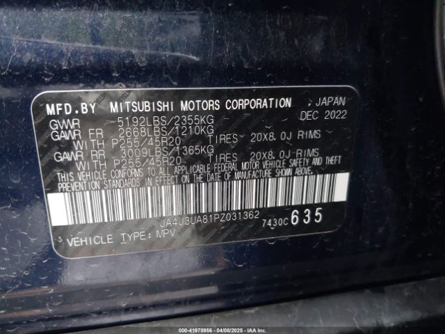 JA4J3UA81PZ031362 Mitsubishi Outlander Se 2.5 2wd/se Black Edition 2wd/se Special Edition 2wd