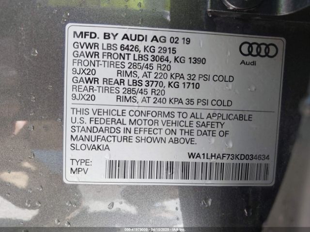 WA1LHAF73KD034634 Audi Q7 45 Premium