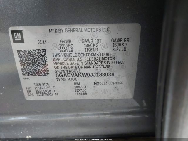 5GAEVAKW0JJ183038 Buick lfy - spark ignited direct injection, atss, gen1