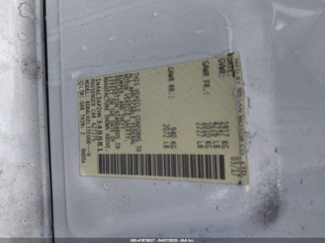 1N4AL3AP2HN348881 Nissan Altima 2.5 Sr