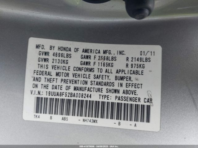 2011 ACURA TL 19UUA8F52BA008244 Photo 8
