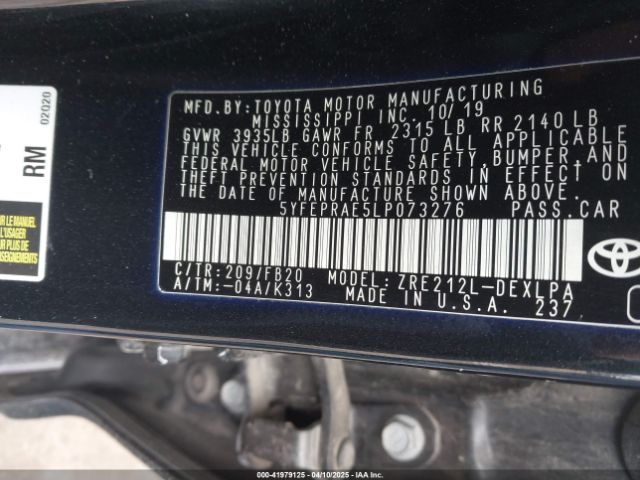 5YFEPRAE5LP073276 Toyota COROLLA LE