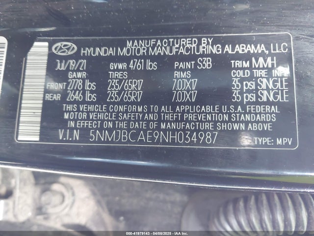 Hyundai TUCSON SEL 2022 5NMJBCAE9NH034987 Image 9