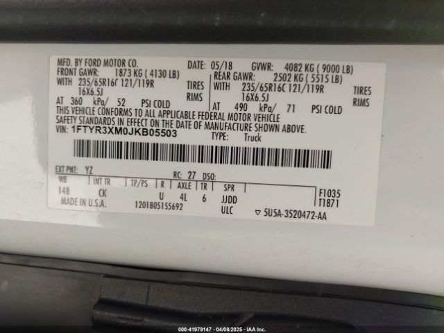 1FTYR3XM0JKB05503 Ford Transit-250