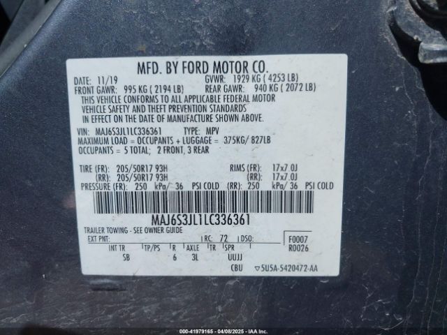 MAJ6S3JL1LC336361 Ford Ecosport Ses