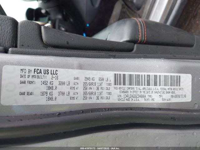 1C4RJEAG3GC346064 Jeep Grand Cherokee 75th Anniversary