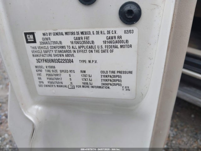 2003 CADILLAC ESCALADE ESV 3GYFK66N83G229384 Photo 8