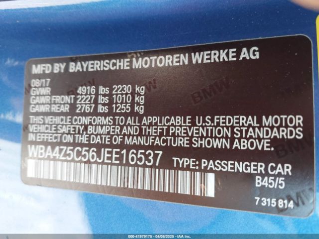WBA4Z5C56JEE16537 BMW 440I