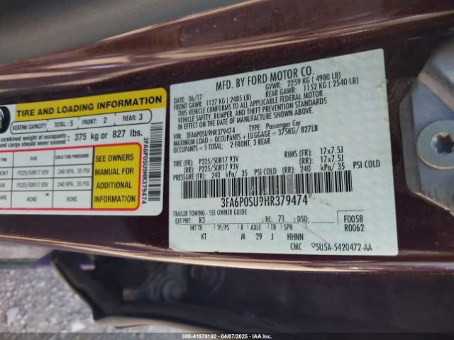 3FA6P0SU9HR379474 Ford Fusion Energi Titanium