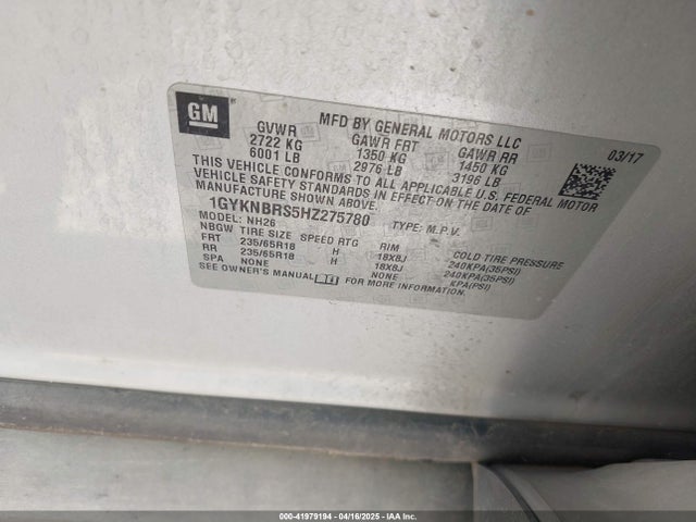 2017 CADILLAC XT5 1GYKNBRS5HZ275780 Photo 8