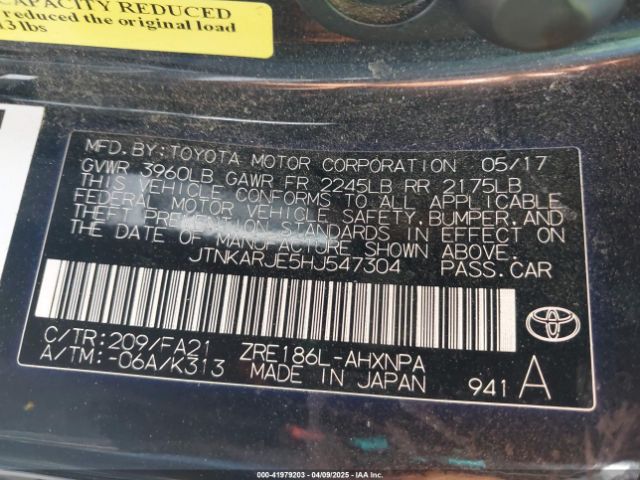 JTNKARJE5HJ547304 Toyota COROLLA IM