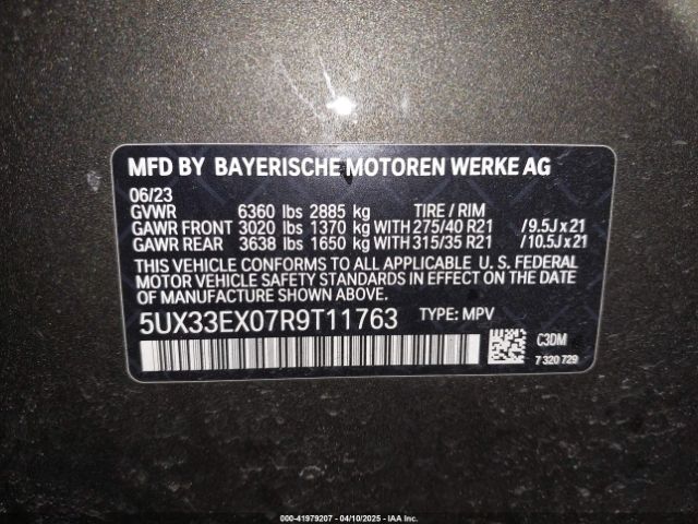 5UX33EX07R9T11763 BMW X6 Xdrive40i