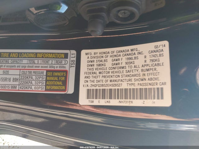 2HGFG3B52EH509527 Honda Civic Lx