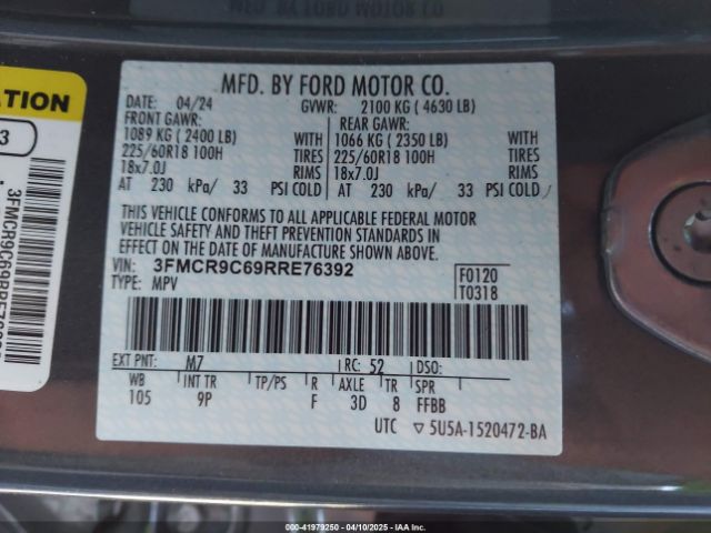 3FMCR9C69RRE76392 Ford Bronco Sport Outer Banks