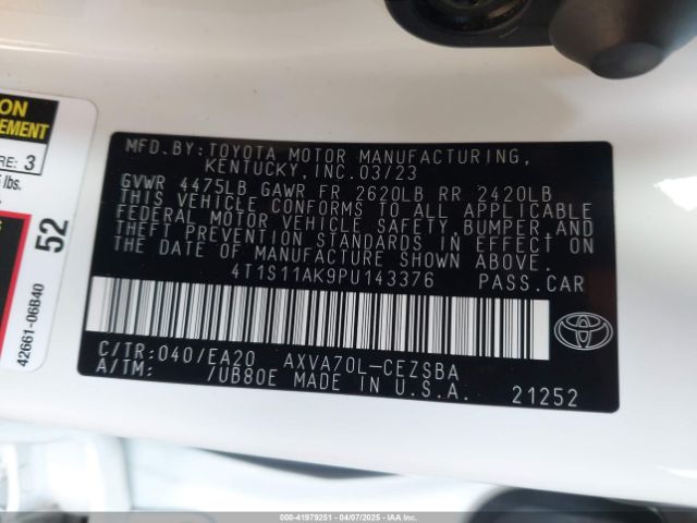 4T1S11AK9PU143376 Toyota a25a-fks