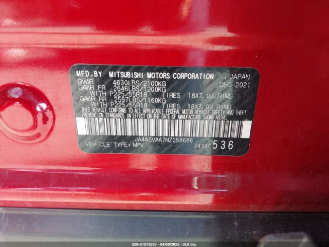 2022 MITSUBISHI ECLIPSE CROSS JA4ASVAA7NZ058686 Photo 8