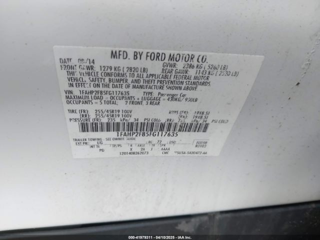 1FAHP2F85FG117635 Ford Taurus Limited