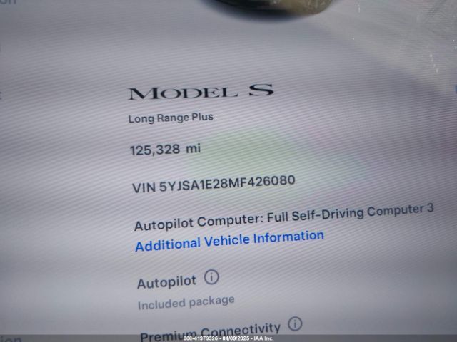 5YJSA1E28MF426080 Tesla Model S Long Range Dual Motor All-wheel Drive/long Range Plus Dual Motor All-wheel Drive