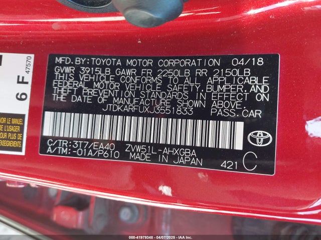 Toyota Prius Four 2018 JTDKARFUXJ3551833 Image 9
