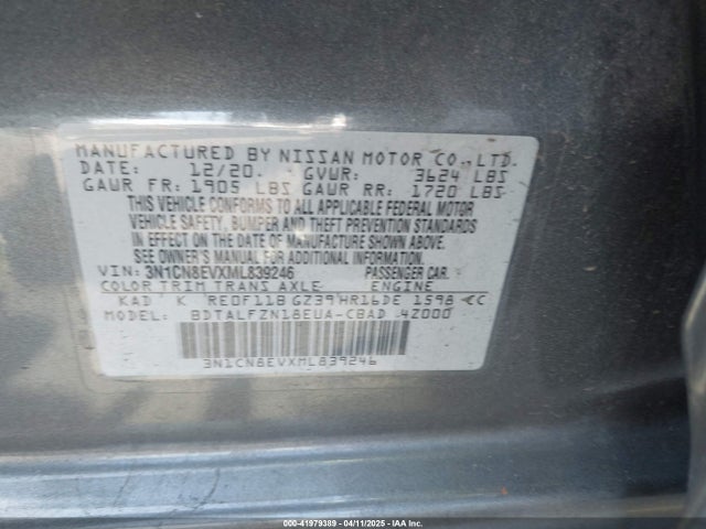 Nissan Versa Sv Xtronic Cvt 2021 3N1CN8EVXML839246 Image 9