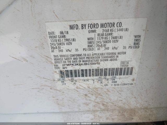 2FMPK3K84JBC59910 Ford Edge Titanium