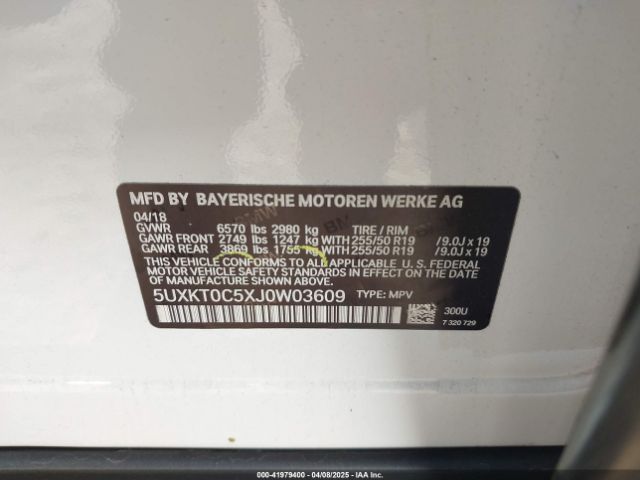 5UXKT0C5XJ0W03609 BMW X5 Edrive Xdrive40e Iperformance
