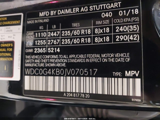 WDC0G4KB0JV070517 Mercedes-Benz Glc 300 4matic