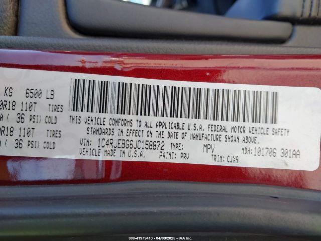 1C4RJEBG6JC158872 Jeep Grand Cherokee Limited 4x2