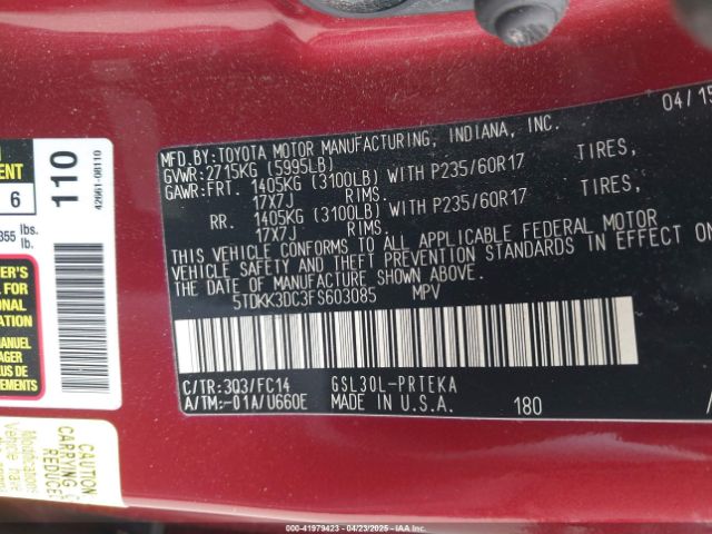 2015 TOYOTA SIENNA 5TDKK3DC3FS603085 Photo 8