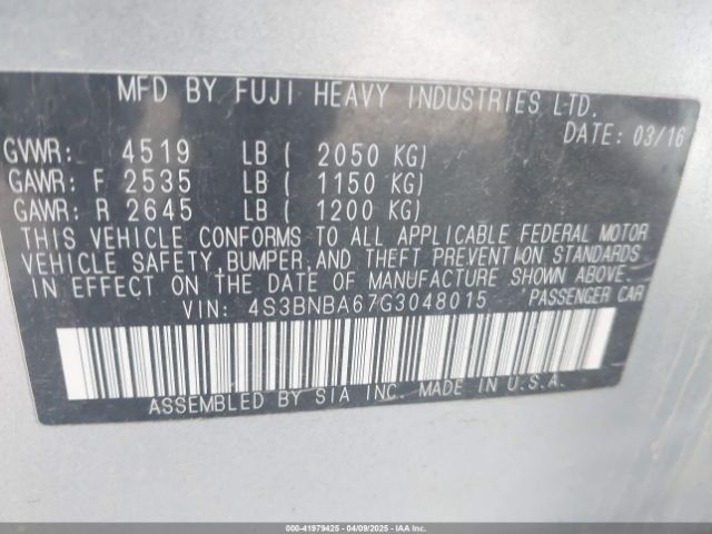 4S3BNBA67G3048015 Subaru Legacy 2.5i