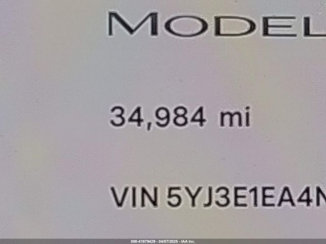 5YJ3E1EA4NF114033 Tesla Model 3 Rear-wheel Drive