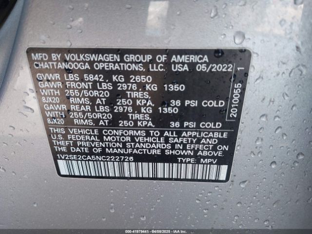 2022 VOLKSWAGEN ATLAS CROSS SPORT 1V2SE2CA5NC222726 Photo 8