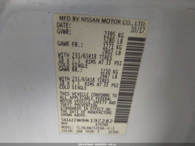 5N1AZ2MH9HN197282 Nissan 2017
