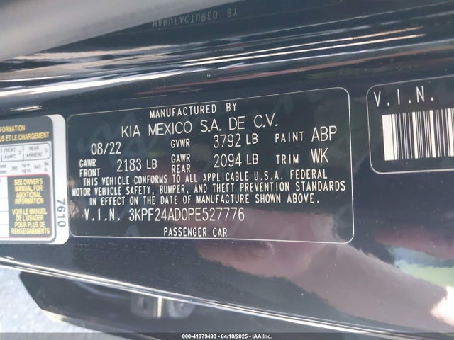 3KPF24AD0PE527776 KIA mpi nu