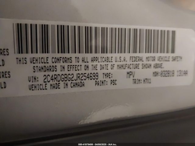 2C4RDGBG2JR254699 Dodge Grand Caravan Se