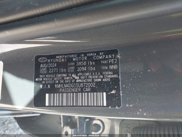 KMHLM4DG1SU872002 Hyundai Elantra Sel Sport