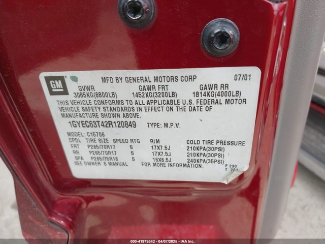 2002 CADILLAC ESCALADE 1GYEC63T42R120849 Photo 8