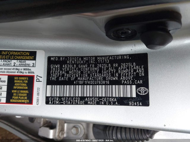 4T1BF1FK0EU763816 Toyota CAMRY SE