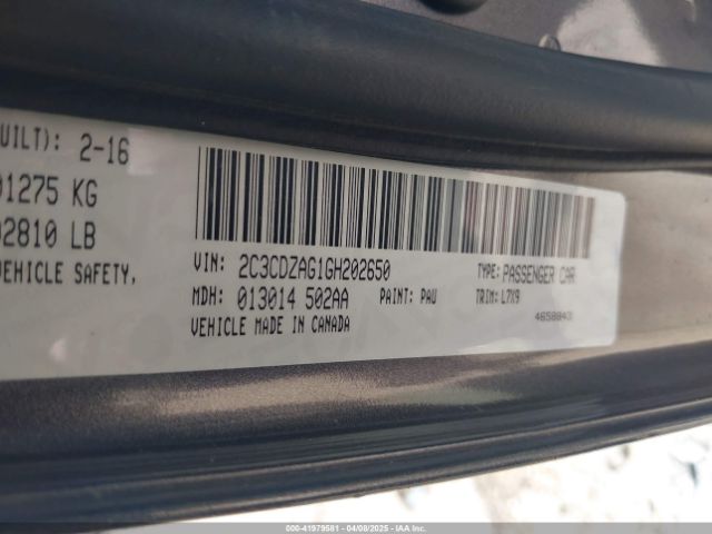 2016 DODGE CHALLENGER 2C3CDZAG1GH202650 Photo 8