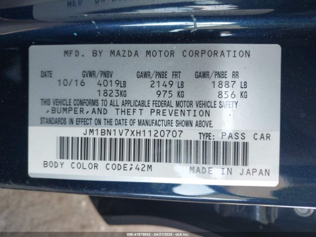 JM1BN1V7XH1120707 Mazda Mazda3 Touring