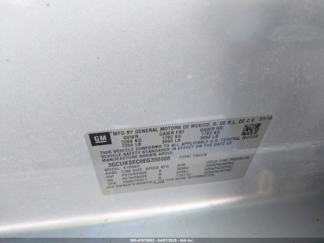 3GCUKSEC8EG355088 Chevrolet Silverado 1500 1lz