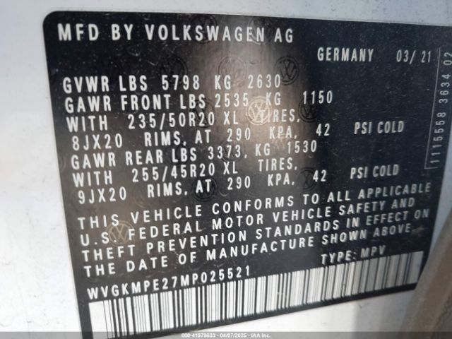 2021 VOLKSWAGEN ID.4 WVGKMPE27MP025521 Photo 8