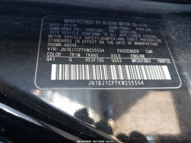 JN1BJ1CP7KW235504 Nissan Rogue Sport Sv