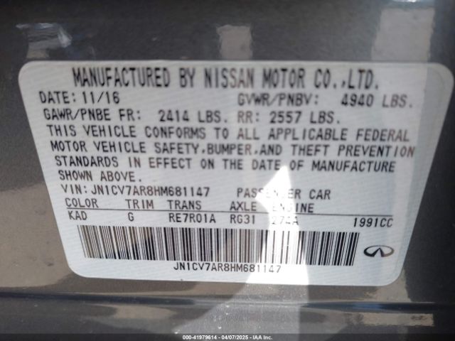 JN1CV7AR8HM681147 Infiniti Q50 2.0t Base