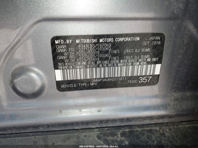 JA4AP3AU6HZ013811 Mitsubishi Outlander Sport 2.0 Es/2.0 Le