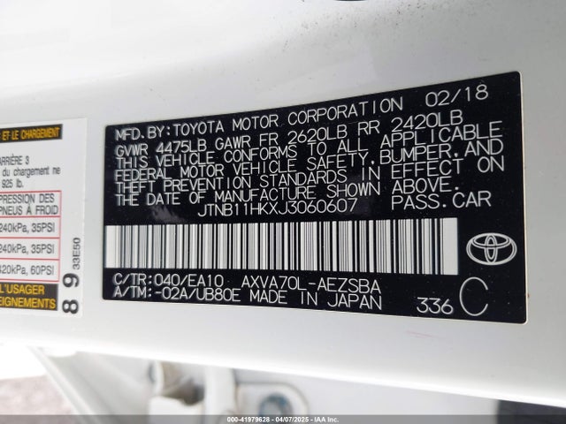 JTNB11HKXJ3060607 Toyota CAMRY SE