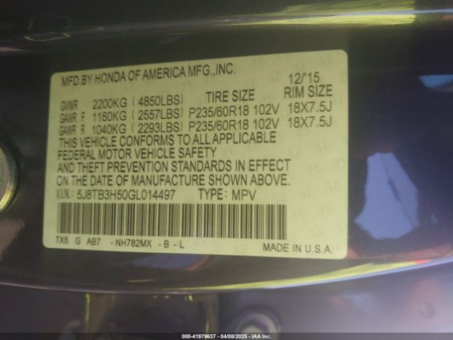 2016 ACURA RDX 5J8TB3H50GL014497 Photo 8