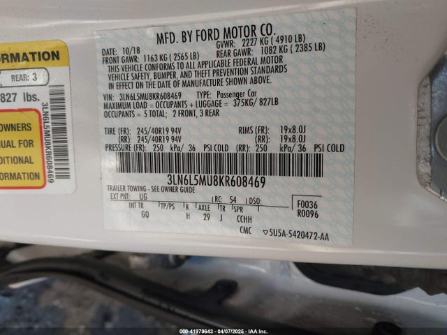 3LN6L5MU8KR608469 Lincoln 2.0l 4v atk