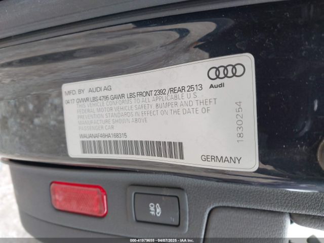 WAUANAF46HA168315 Audi A4 2.0t Premium