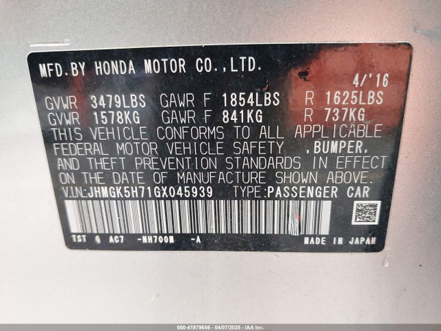 JHMGK5H71GX045939 Honda l15b1